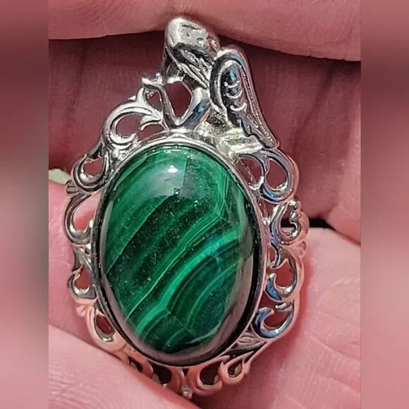 African Malachite Solitare Pendant